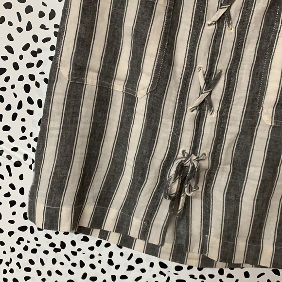 Madewell Striped Gray Lace Up Mini Skirt - Picture 3 of 6